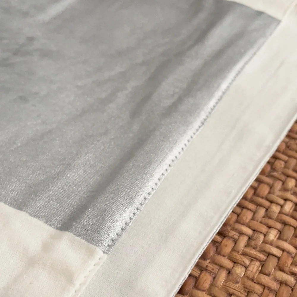 West Elm painted silver white table runner 14 x 90 cotton